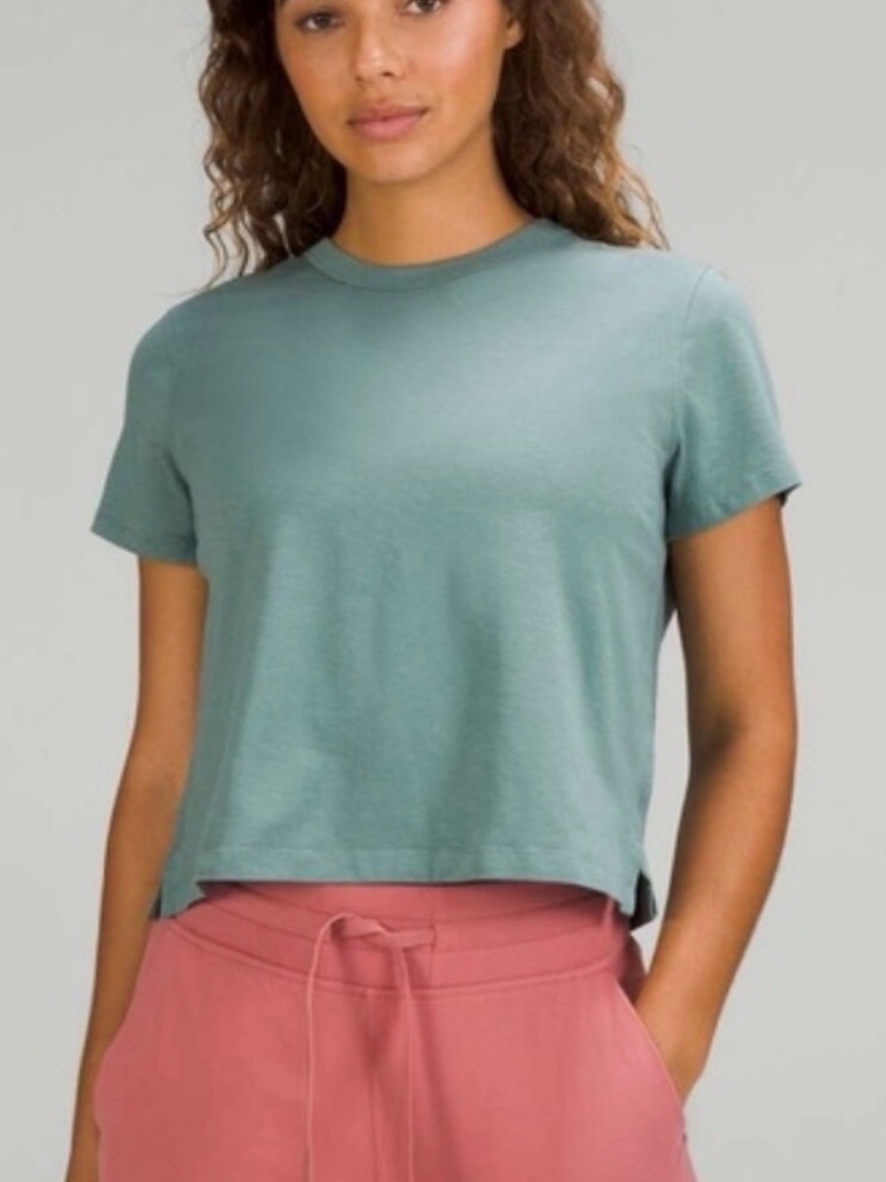 lululemon athletica tidewater teal Short Sleeve Crop Top